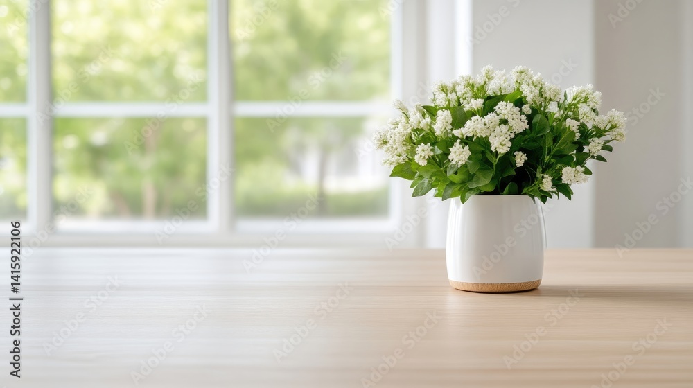 Simple, elegant home decor with a bouquet of white flowers