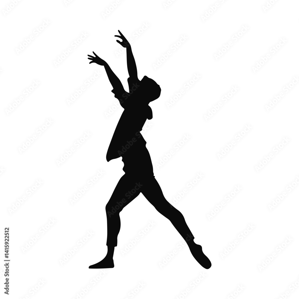 Silhouette of a dancer reaching upwards dynamic pose expressive movement art design