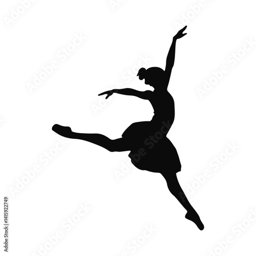 Silhouette of a Ballerina in Mid Leap Graceful Dance Pose Ballet Dancer Artistic Movement Elegant Figure