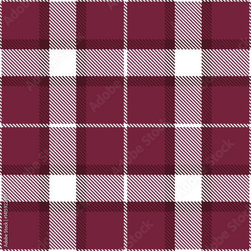 Plaid pattern seamless. Cool white & Autumn merlot Tartan Fabric Design. 