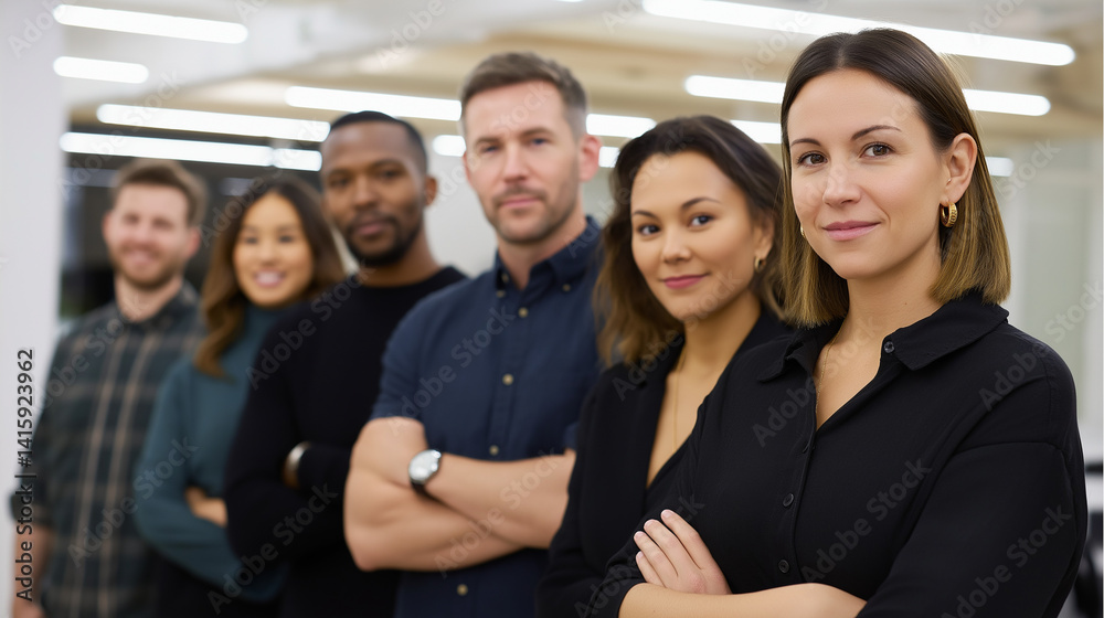 Obraz premium Professional Office Team Portrait Embracing Collaboration and Ambition