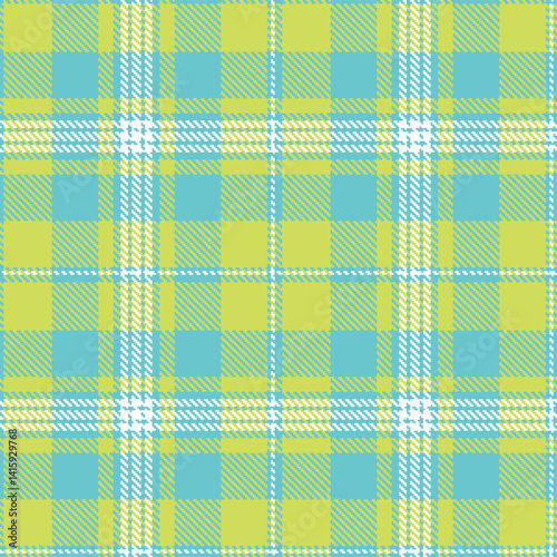 Classic turquoise blue and Neon dull yellow Seamless Tartan Fabric Design