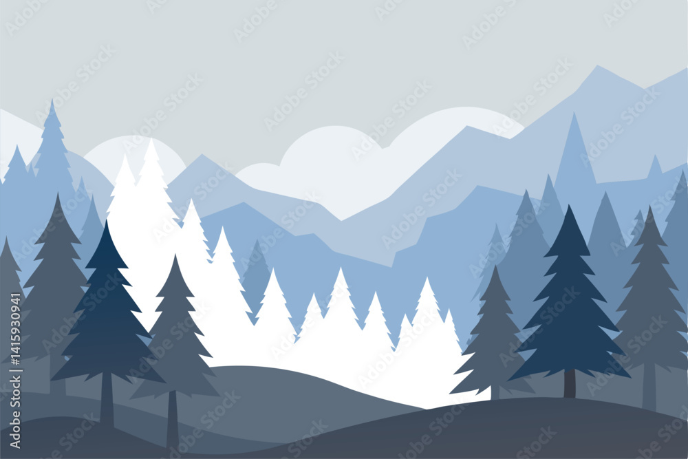 Fototapeta premium winter landscape with mountains