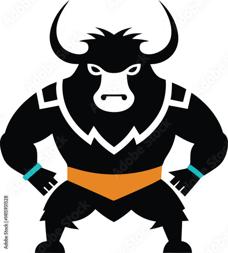 vector illustration of a bull in a red suit