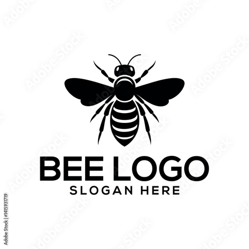 bee silhouette logo vector line art logo design