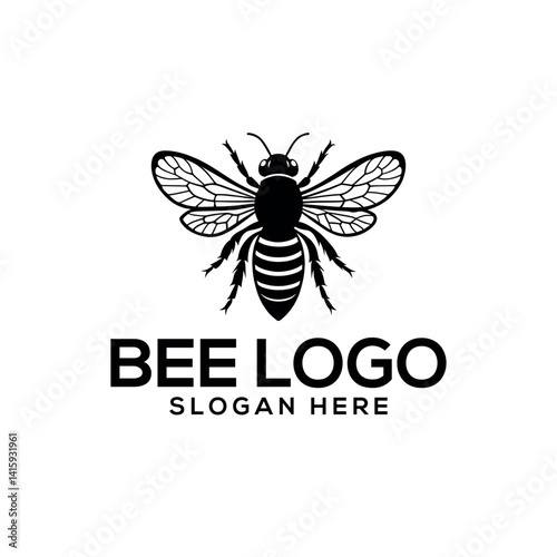 bee silhouette logo vector line art logo design
