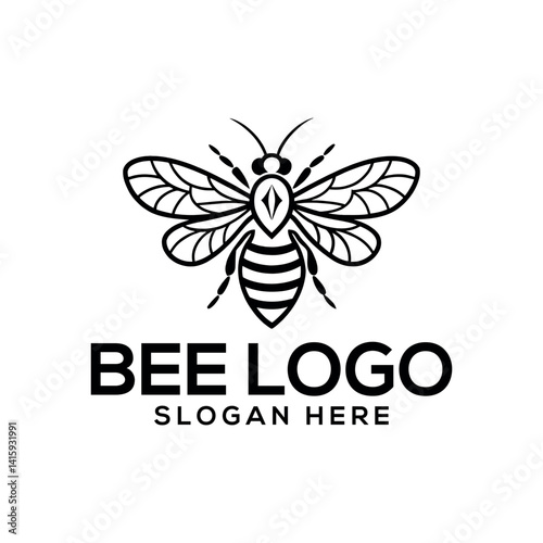 bee silhouette logo vector line art logo design