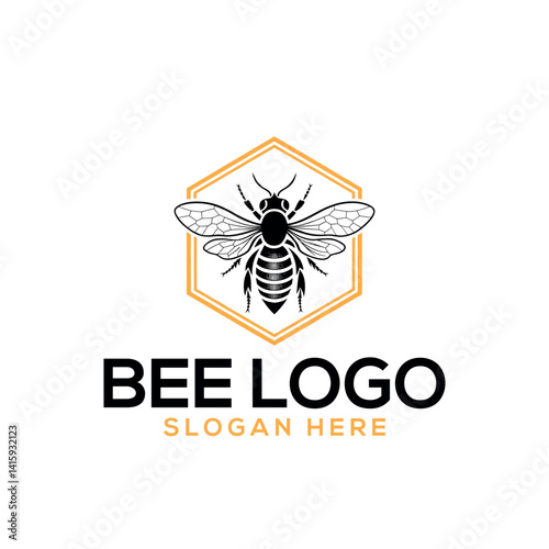 bee silhouette logo vector line art logo design