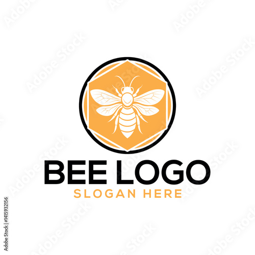 bee silhouette logo vector line art logo design