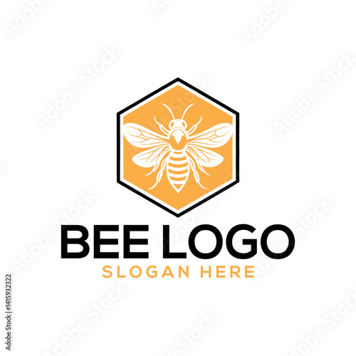 bee silhouette logo vector line art logo design