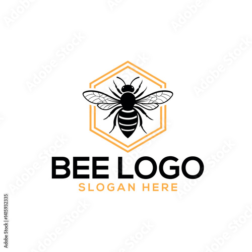 bee silhouette logo vector line art logo design