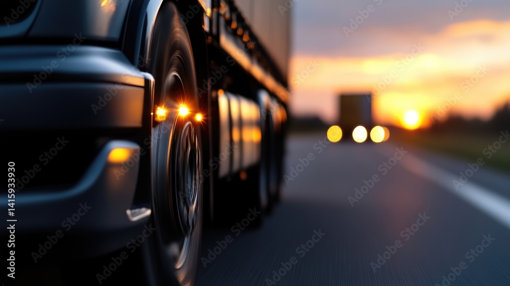 Sunset highway truck, cargo, transport Sunset highway truck, cargo, transport