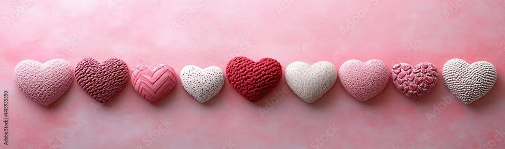 Obraz premium The background, a soft peach and pink hue, showcases hand-drawn hearts