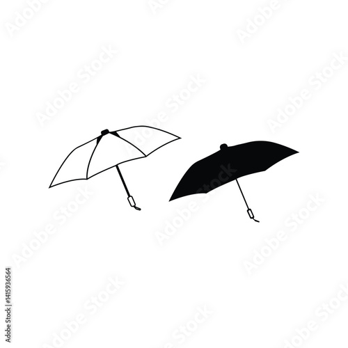 Umbrella Investment protection. Weather accessory. Umbrella vector silhouette on white background. Umbrella icon sign illustration design.