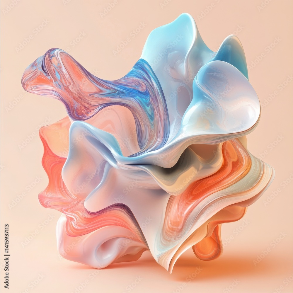 Obraz premium Abstract colorful 3D wavy shape creative design element