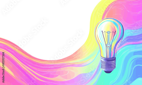 A single, continuous line is used to create a light bulb in a modern illustration, highlighting the importance of teamwork in creative concept design and sketching