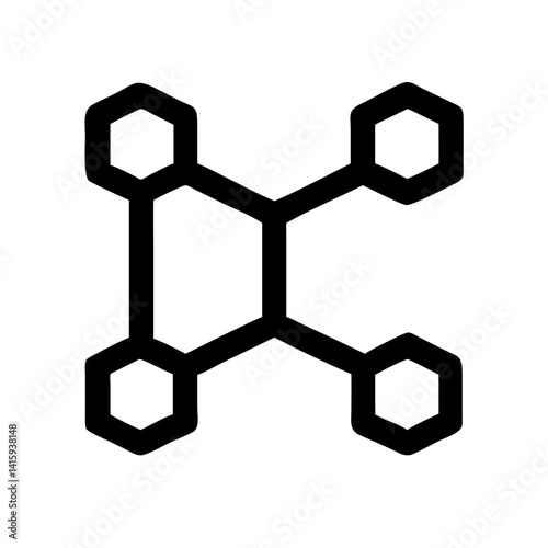 A minimalist black outline icon of connected nodes, representing blockchain technology, decentralized networks, and cryptocurrency.