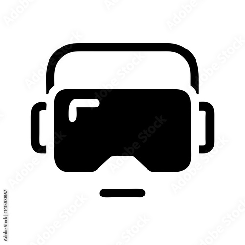 A black outline icon of a virtual reality headset, ideal for gaming, VR technology, and immersive experiences.