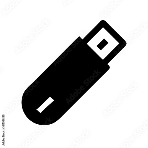 A clean USB drive icon representing portable data storage, ideal for technology and office-related designs.