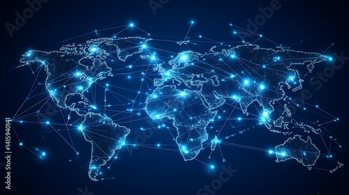 Digital Earth with Glowing Network Connections