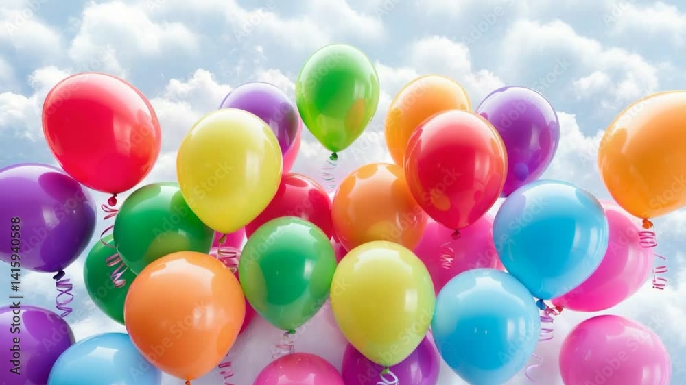 Vibrant balloons set against a plain background