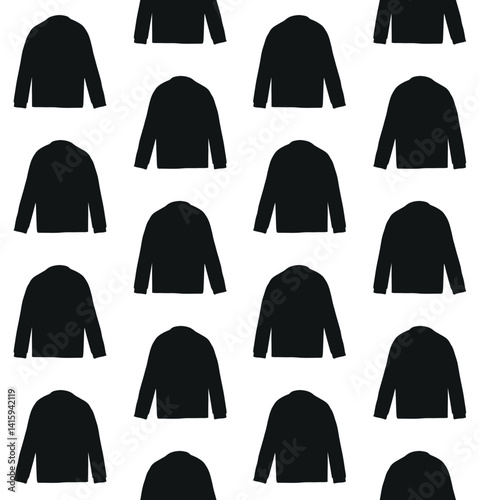 Vector seamless pattern of hand drawn shirt silhouette isolated on white background