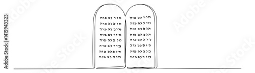 ten commandments carved on stone tablets in minimalist continuous line vector style
