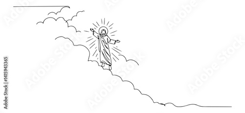 minimalist continuous line vector of the holy trinity – father, son and holy spirit