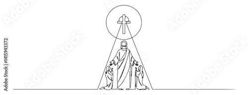 minimalist continuous line vector of the holy trinity – father, son and holy spirit