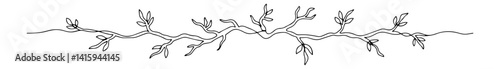 Continuous single line border of a winding grapevine with tender leaves – “I am the true vine”