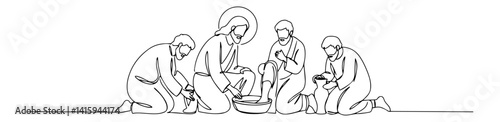 biblical foot washing scene vector