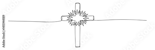 crucifixion symbol line art vector