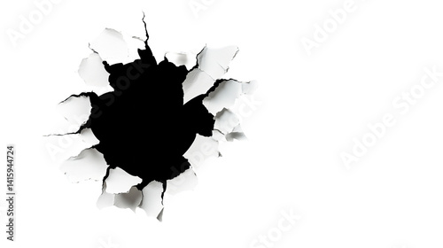 Obraz na płótnie White shards are encircling a central void against a stark black backdrop, creating an abstract composition. w salonie