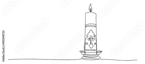 religious candle with cross vector
