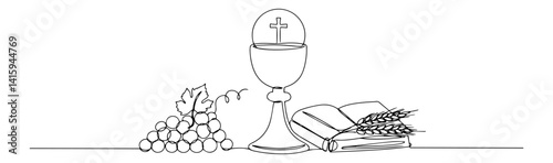 eucharist symbols line art vector