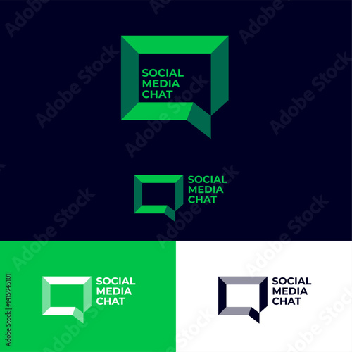 Bild auf Leinwand Social media chat icon consist green bended paper strip as speech bubble shape