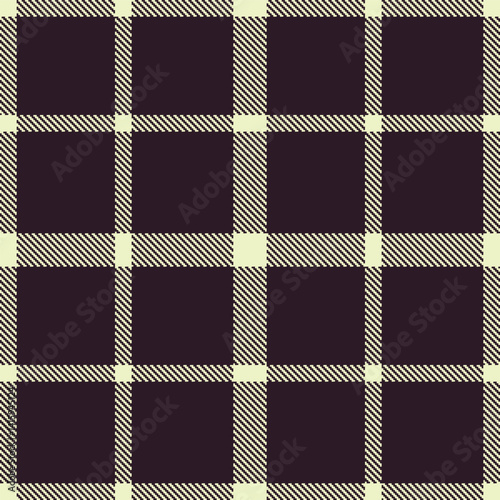 Dusky eggshell Seamless Tartan with Light very dark brown accents Fabric Design