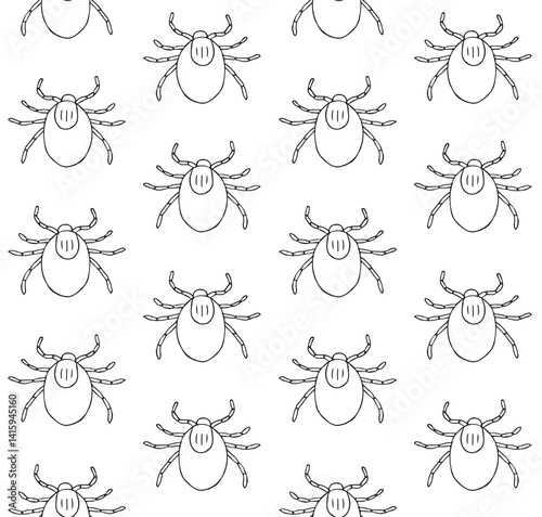 Vector seamless pattern of hand drawn sketch doodle outline mite isolated on white background