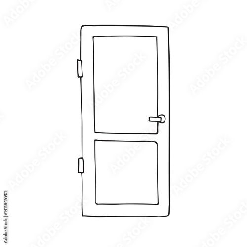 Vector hand drawn sketch outline doodle door isolated on white background