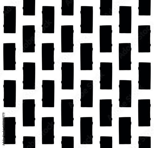Vector seamless pattern of hand drawn door silhouette isolated on white background