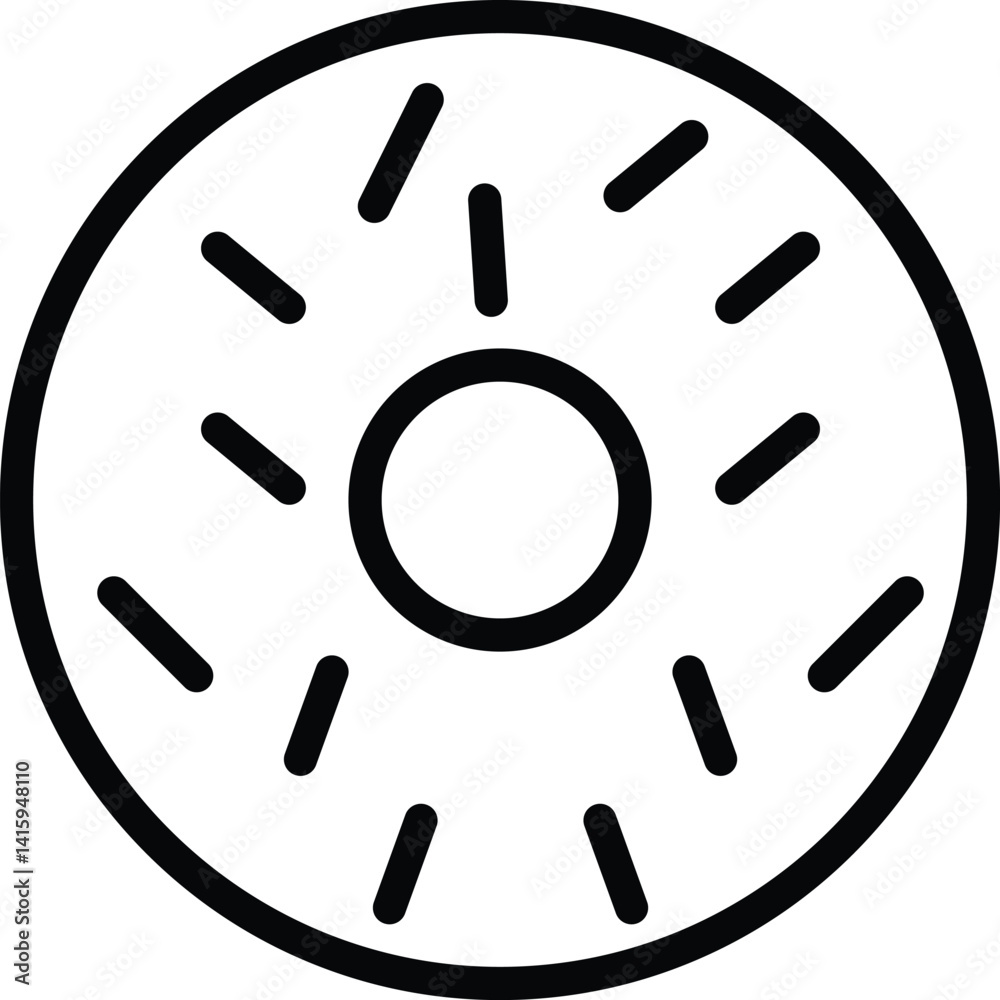 Donut icon. with icing and sprinkles in outline . black circle in modern style. Perfect for bakery, dessert, and food themes. illustration.
Donut icon. with icing and sprinkles in outline . black circle in modern style. Perfect for bakery, dessert, and food themes. illustration.