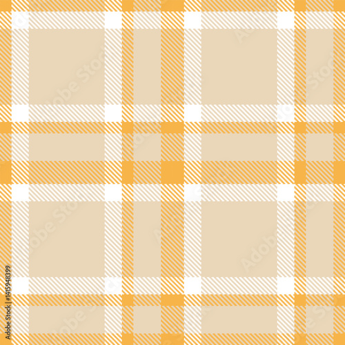 Traditional Mellow butterscotch & Dusty white Seamless Tartan Fabric Design