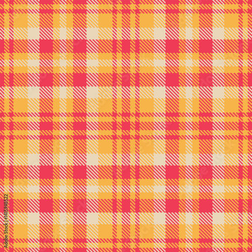 Plaid pattern seamless. Cool butterscotch & Classic watermelon Tartan Fabric Design. 