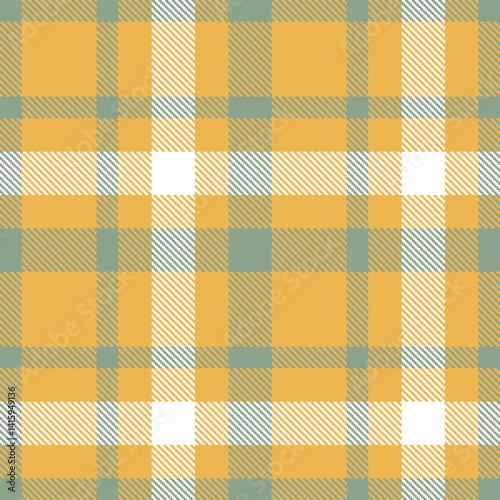 Vivid butterscotch and Vibrant greenish grey Seamless Tartan Fabric Design