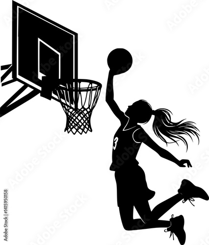basketball woman player silhouette