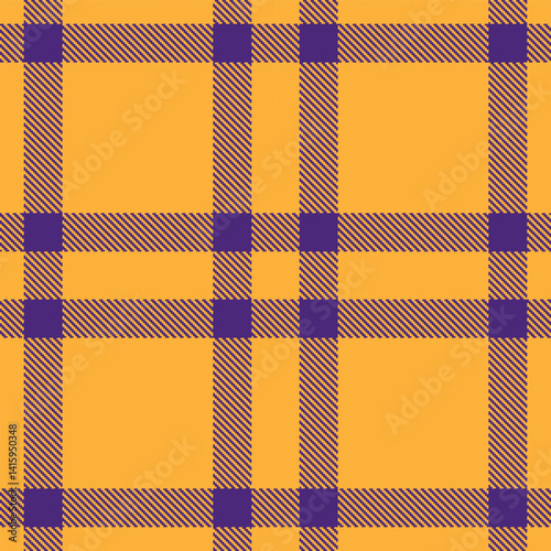 Traditional Seamless Tartan featuring Pastel butterscotch and Warm indigo Fabric Design