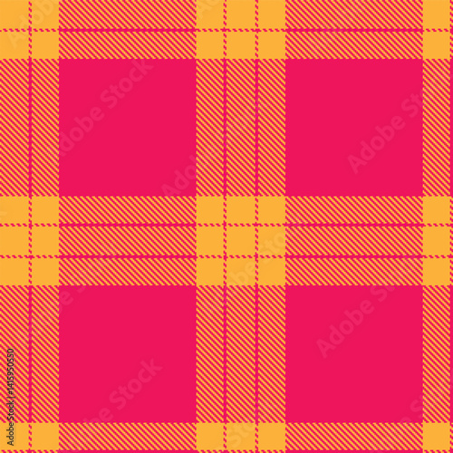 Vintage butterscotch Seamless Tartan with Highland pink red accents Fabric Design