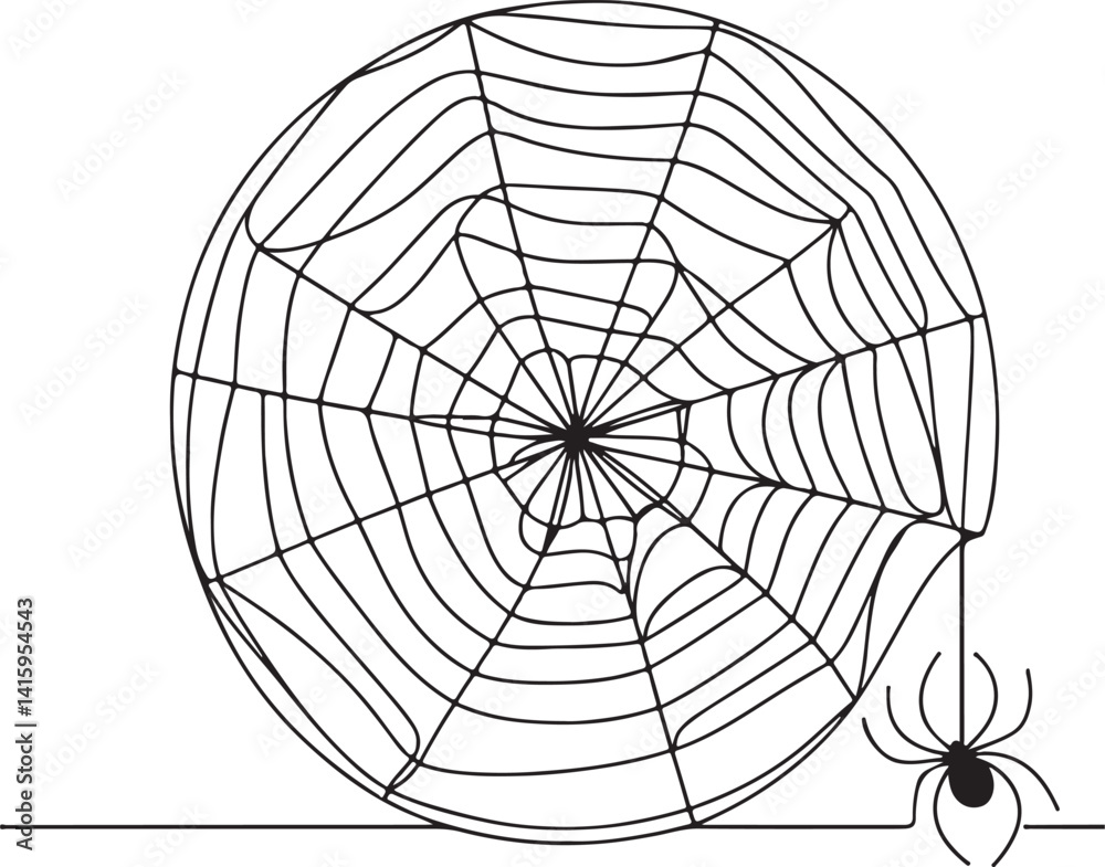 Obraz premium Creepy Spider Web in Minimalist Style