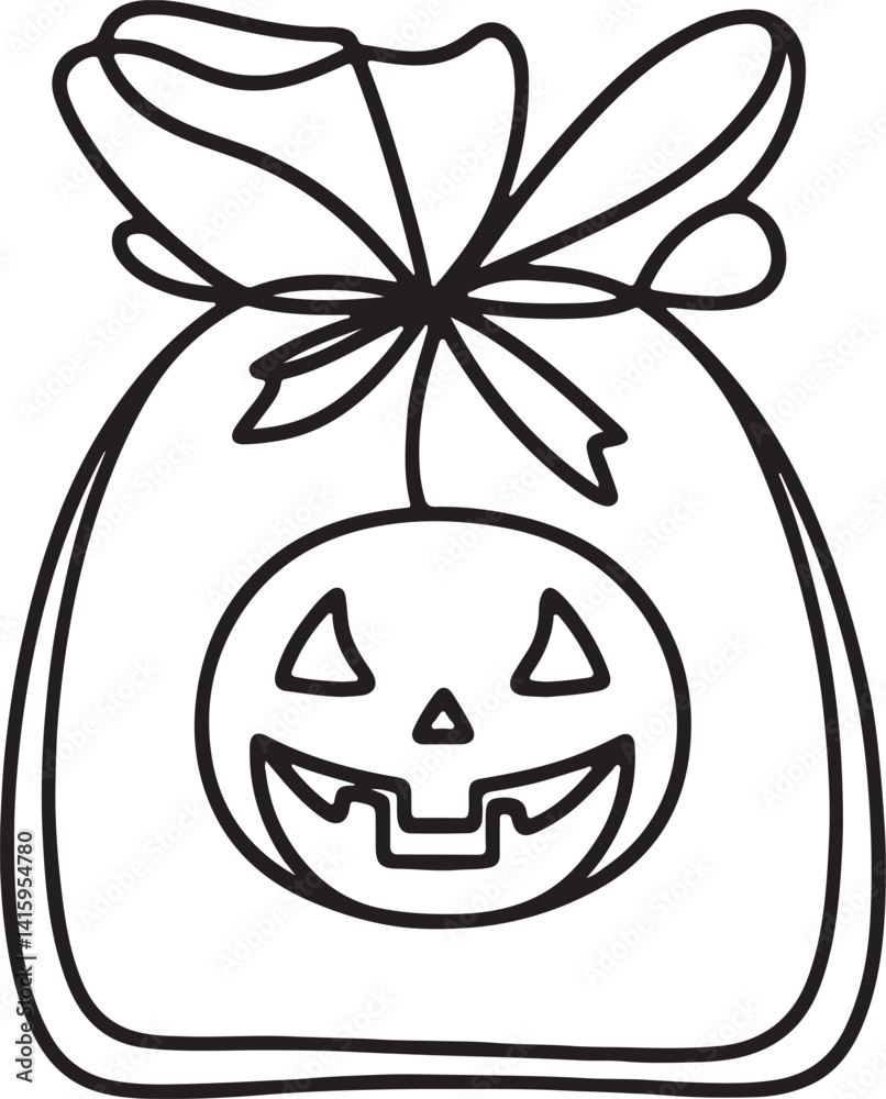 Simple Candy Bag Icon in One Line Style Simple Candy Bag Icon in One Line Style