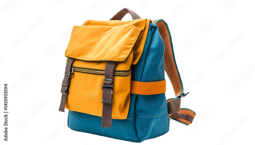 A waterproof school bag designed for students, isolated on white background A waterproof school bag designed for students, isolated on white background